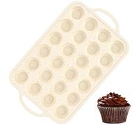 Mini muffin silicone mini muffin stampi per muffin in metallo brulino rinforzato mini cupcake padelle 24 tazze di latta antiaderente muffin con manico da cucina BOBASH(Bianco sporco)
