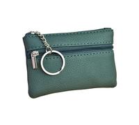 Mini Multi-Color PU Leather Small Coin Purse Light Top Layer Pelle bovina Zipper Key Case Solido Colore moneta sciolto Money Bag, A-nerastro Verde, Taglia unica