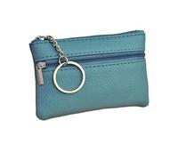 Mini Multi-Color PU Leather Small Coin Purse Light Top Layer Pelle bovina Zipper Key Case Solido Colore moneta sciolto Money Bag, a-blu, Taglia unica