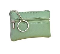 Mini Multi-Color PU Leather Small Coin Purse Light Top Layer Pelle bovina Zipper Key Case Solido Colore moneta sciolto Money Bag, A-verde, Taglia unica
