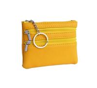 Mini Multi-Color PU Leather Small Coin Purse Light Top Layer Pelle bovina Zipper Key Case Solido Colore moneta sciolto Money Bag, D-giallo, Taglia unica