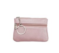 Mini Multi-Color PU Leather Small Coin Purse Light Top Layer Pelle bovina Zipper Key Case Solido Colore moneta sciolto Money Bag, B-rosa, Taglia unica