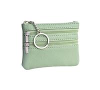 Mini Multi-Color PU Leather Small Coin Purse Light Top Layer Pelle bovina Zipper Key Case Solido Colore moneta sciolto Money Bag, D-verde, Taglia unica