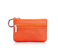 Mini Multi-colore del Cuoio Genuino Piccola Borsa Della Moneta Luce Strato Superiore Della Pelle Bovina Cerniera Caso Chiave Solido Moneta, Arancione, Taglia unica