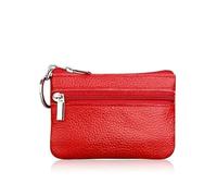 Mini Multi-colore del Cuoio Genuino Piccola Borsa Della Moneta Luce Strato Superiore Della Pelle Bovina Cerniera Caso Chiave Solido Moneta, Rosso, Taglia unica