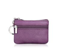 Mini Multi-colore del Cuoio Genuino Piccola Borsa Della Moneta Luce Strato Superiore Della Pelle Bovina Cerniera Caso Chiave Solido Moneta, Viola, Taglia unica