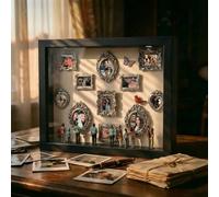 Mini Museo Cornice Foto Personalizzata - Regalo Personalizzati San Valentino per Lei Lui, 3D Cornice Profonda Shadow Box con Mini Cornici Statuine, Idee Regalo Donna Amica Uomo Compleanno Anniversario