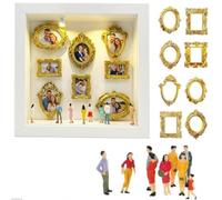 Mini Museo Fai Da Te Con Scatola A Silhouette E Luce, Set Di Cornici A Scatola Con Mini Cornici Dorate E Statuette, Ideale Per Matrimoni, Anniversari E Compleanni.