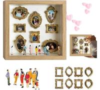 Mini Museo Fai-da-te In Scatola, Shadow Box "Museum Of Us" Con Luci E Foto Personalizzate Set Da 8 Statuette "MiniMuseum" Con Cornici Dorate, Ideale Per Anniversari,Matrimoni E La Festa Della Mamma.