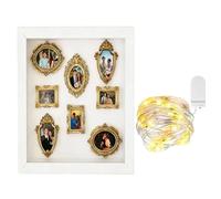 Mini Museum Memory Display Box - Golden Frame Ornament, DIY Mini Shadow Box with Personalized 3D Photo Frame | Memory Display Set for Anniversaries Weddings Birthdays Housewarmings | Home Decor Gift