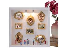 Mini Museum S ilhouette Box | DIY Memory Photo Display Case | Museum Photo Frame with 2 Lights and 8 Figurines | for Wall Living Room Bedroom Hallway Wedding