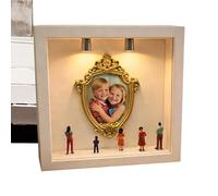 Mini Museum Silhouette Box - Cornice in miniatura dorata e personaggi per cimeli - Set di esposizioni per la presentazione di personaggi in miniatura, per San Valentino, festività, compleanno, Natale