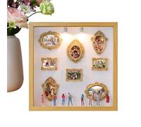 Mini Museum Silhouette Box | DIY Memory Photo Display Case | Museum Photo Frame with 2 Lights and 8 Figurines | for Wall Living Room Bedroom Hallway Wedding