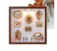 Mini Museum Silhouette Box | DIY Memory Photo Display Case | Museum Photo Frame With 2 Lights And 8 Figurines | For Wall Living Room Bedroom Hallway Wedding
