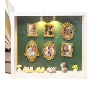 Mini Museum Silhouette Box - Shadow Display Frame for | Wooden Construction with Glass Window, Compact Showcase Case, Desktop Exhibition Storage Accent for Collector 8.54x10.51x1.46 in