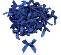 Mini nastro di raso, 100 pezzi, piccolo nastro di raso, fiocco in poliestere, per Natale, matrimonio, artigianato, cucito, decorazione di regali, 1 cm x 4 cm, blu navy