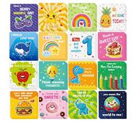 Mini Nota motivazionale - carte di affermazione | Carte di scherzo per bambini | 60 Note per la scatola del pranzo scrivibili su cartoncino premium | Incoraggiamento dei cartoni animati per r