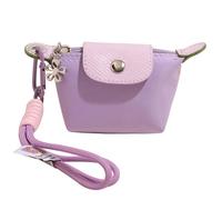 Mini Nylon Dumpling Coin Purse with Detachable Wrist Strap, Women’s Compact Change Purse for Coins, Cards, and Keys, Cute and Practical, Zipper Closure Wallet for Everyday Use (Purple)