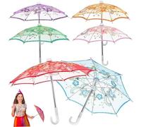 Mini ombrelli per decorazioni, 6 ombrelli colorati per bambole, piccolo parasole in pizzo per oggetti di scena fotografici per case delle bambole