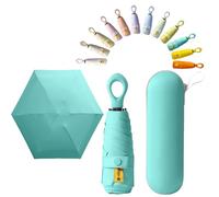 Mini Ombrello da Viaggio per Sole con Manico ad Anello, Rivestimento Multistrato, Tessuto Bloccante/Anti UPF 50, Protezione UV 99.9%, Pieghevole Compatto, Borsa da Portafoglio/Ombrello Leggero Piccolo