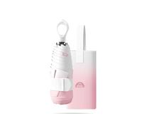 Mini Ombrello da Viaggio Pieghevole Compatto con Manico ad Anello e Borsa Portaoggetti，Colore Sfumato，6*2 Stecche，Nervature Legai，Anti UV，Sole Pioggia，Portatile per Borsa，Donne Bambini