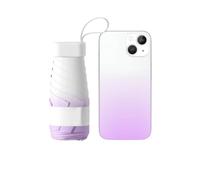 Mini ombrello parasole portatile cinque volte per giornate di sole e pioggia, 01Purple