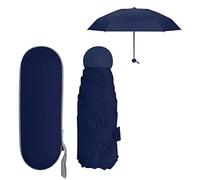 Mini Ombrello Pieghevole per Donna Uomo Bambino, Ombrello da Viaggio Piccolo Tascabile, 6 Costole Ombrellos con Custodia, Umbrella Pioggia Antivento Anti UV, Ombrello Compatto per Scuola (Blu Scuro)