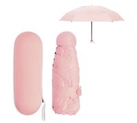 Mini Ombrello Pieghevole per Donna Uomo Bambino, Ombrello da Viaggio Piccolo Tascabile, 6 Costole Ombrellos con Custodia, Umbrella Pioggia Antivento Anti UV, Ombrello Compatto per Scuola (Rosa)