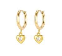 Mini orecchini a cerchio da donna, graziosi orecchini a forma di cuore con zirconia cubica, adatti per anniversario di matrimonio e vacanze, rame, Zirconie sintetico