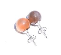 Mini orecchini a perno con pietra naturale e quarzo rosa ametista giada rotonda orecchini con perline, argento agata grigia