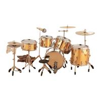 mini ornamenti per strumenti musicali Mini set di batteria, mini strumento musicale, design unico, artigianato, mini modello classico in miniatura carino, ornamento da tavolo, modello portatile, rame