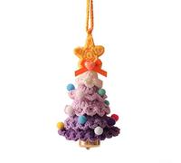 Mini ornamento da appendere all'albero di Natale fatto a mano all'uncinetto per auto e decorazione della casa con campana e papillon (viola scuro)
