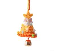 Mini ornamento per albero di Natale fatto a mano all'uncinetto con campana e papillon per auto e casa, decorazione da appendere (arancione)