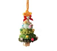 Mini ornamento per albero di Natale fatto a mano all'uncinetto per auto e decorazione della casa con accessori a campana e papillon (inchiostro verde)