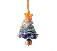 Mini ornamento per albero di Natale fatto a mano all'uncinetto, per auto e uso domestico, con campana e papillon, decorazione festiva (blu scuro)