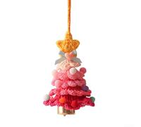Mini ornamento per albero di Natale fatto a mano per auto e decorazione domestica, con suono a campana e papillon, decorazione artigianale in morbido filato di cotone (rosso)