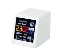 Mini orologio con stazione meteo WIFI Networked con album fotografico elettronico e opzioni di imballaggio personalizzate (bianco)