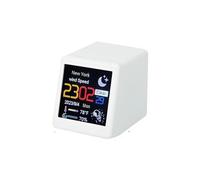 Mini orologio meteo Wi-Fi, orologio digitale della stazione delle previsioni del tempo, for la decorazione del desktop da gioco, funzione album di animazioni GIF fai da te(White)