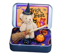 Mini orsacchiotto di peluche di Halloween in una scatola - 2026 New My Little Worry Bear Pocket Hug con cappello da mago, piccola bambola in una scatola supporto emotivo regalo ispiratore per gli