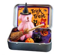 Mini orsacchiotto di peluche di Halloween in una scatola - 2026 New My Little Worry Bear Pocket Hug con cappello da mago, piccola bambola in una scatola supporto emotivo regalo ispiratore per gli