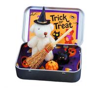 Mini orsacchiotto di peluche di Halloween in una scatola - 2026 New My Little Worry Bear Pocket Hug con cappello da mago, piccola bambola in una scatola supporto emotivo regalo ispiratore per gli