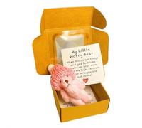 Mini orsacchiotto di peluche in scatola, piccolo orsetto tascabile, orsetto di peluche, orsetto di peluche soffice, orsetto di supporto emotivo fatto a mano all'uncinetto con biglietti positivi(rosa)