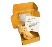 Mini orsacchiotto di peluche in scatola, piccolo orsetto tascabile, orsetto di peluche, orsetto di peluche soffice, orsetto di supporto emotivo fatto a mano all'uncinetto con biglietti positivi(Marron