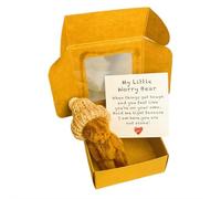 Mini orsacchiotto di peluche in scatola, piccolo orsetto tascabile, orsetto di peluche, orsetto di peluche soffice, orsetto di supporto emotivo fatto a mano all'uncinetto con biglietti positivi(Coffe)