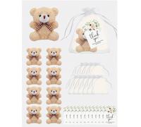Mini orsetti di peluche come regalo, piccoli orsetti da tasca come decorazioni. Ogni set include un orsetto morbido, una busta in organza e un cartellino di ringraziamento per feste di compleanno, mat