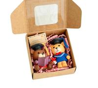 Mini Orsetti per la Laurea,2 Pezzi Decorazione da Tavolo Animale con Cappello da Laurea - Statuina raffigurante un orsetto | per Bambini silo Scuola Secondaria Superiore Università Festa Menso