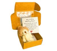 Mini orso in scatola fatto a mano, orsetto di peluche con biglietto d'ispirazione, orso di consolazione, regalo per bambini, compleanno, inizio della scuola, Natale, San
