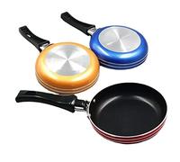 Mini padella da 12 cm, mini padella per uova resistente al calore, antiaderente con manico fresco, in acciaio inox, per campeggio, cottura a induzione, colore casuale, 1 pezzo