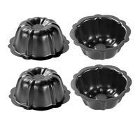 Mini padelle per torta, 4 pezzi da 4 pollici di mini flan in acciaio carbone, stampi da forno a forma di fiori per cupcake, pane, bavaro, brownie