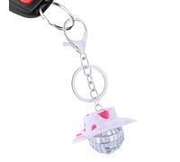 Mini palla da discoteca,Portachiavi retrò con mini palla da discoteca rosa cappello da cowboy | Portachiavi a hip-hop unici Decorazione chiave auto per donne, uomini, ragazzi, ragazze